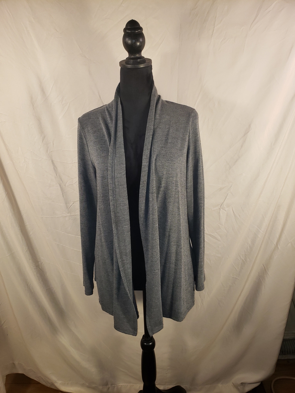 New Directions Heather Charcoal Open Drape Cardigan - PM